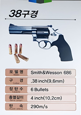 화약권총 Smtih&Wesson 686 사진, 동일한 내용을 아래 숨김 텍스트로 제공