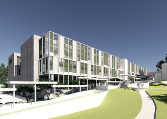 측면에서 바라본 상복공원 봉안당의 모습