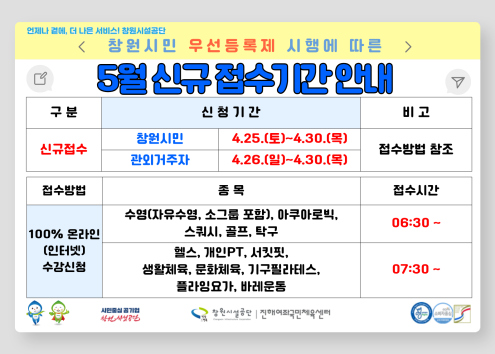 5월 접수 아래 숨김 텍스트로 제공